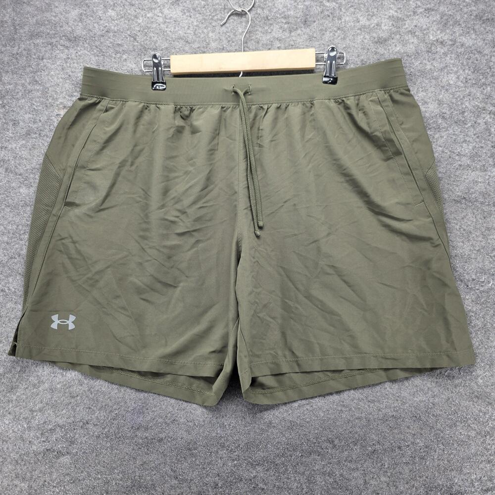 Under Armour Shorts Mens 2XL Green Athletic 7 Inseam Pockets Drawstring Elastic